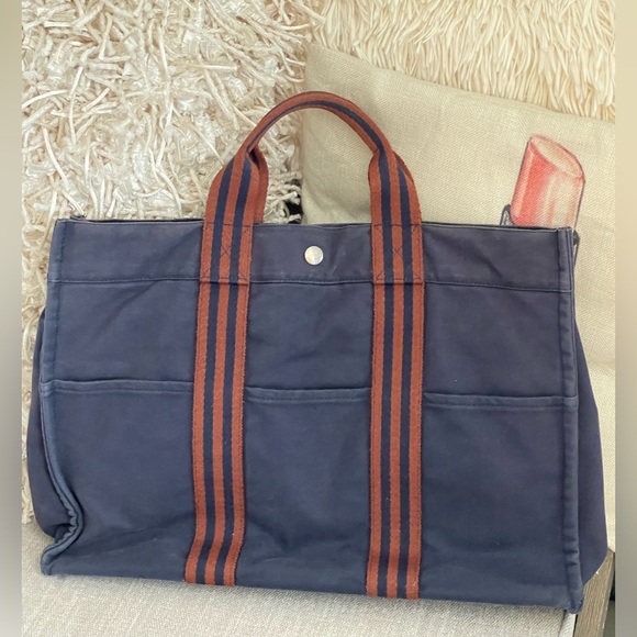 Hermes Handbags - Hermès Canvas Fourre Tout Tote MM Bag in Very Good Condition⭐️Blue/Brown